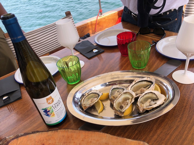 Oysters served on board in the Gulf of Poets