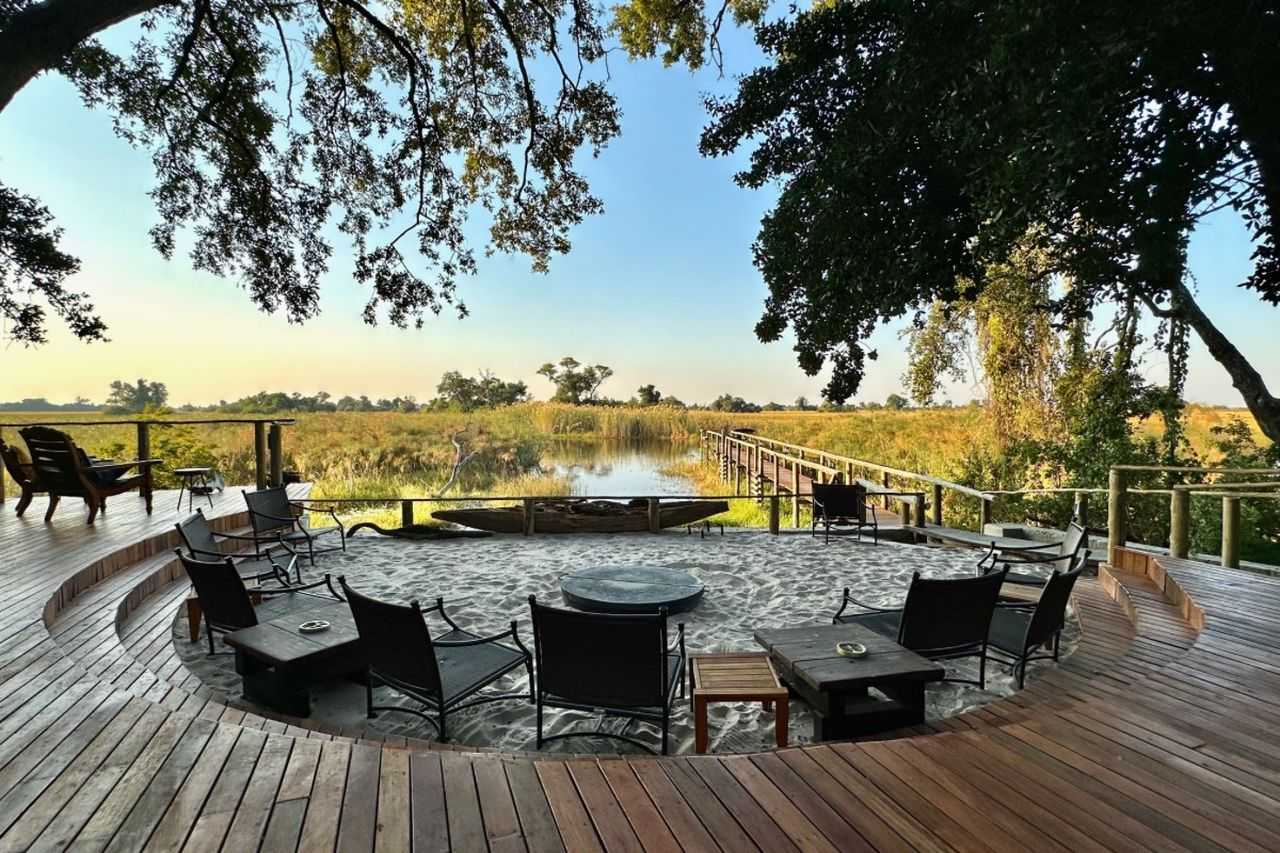 Campfire at Nxamaseri Island Lodge, the Okavango Delta in Botswana