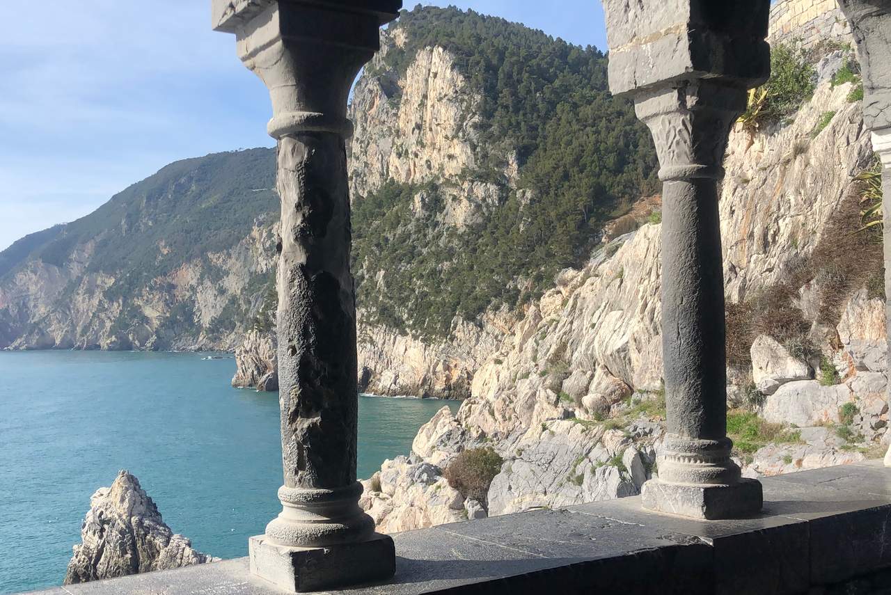 Coastal view from the cloister of St Peter's Church