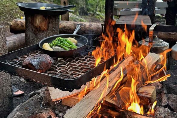 Cooking on a Public Campfire in Kauppi Forest near Tampere in Finland