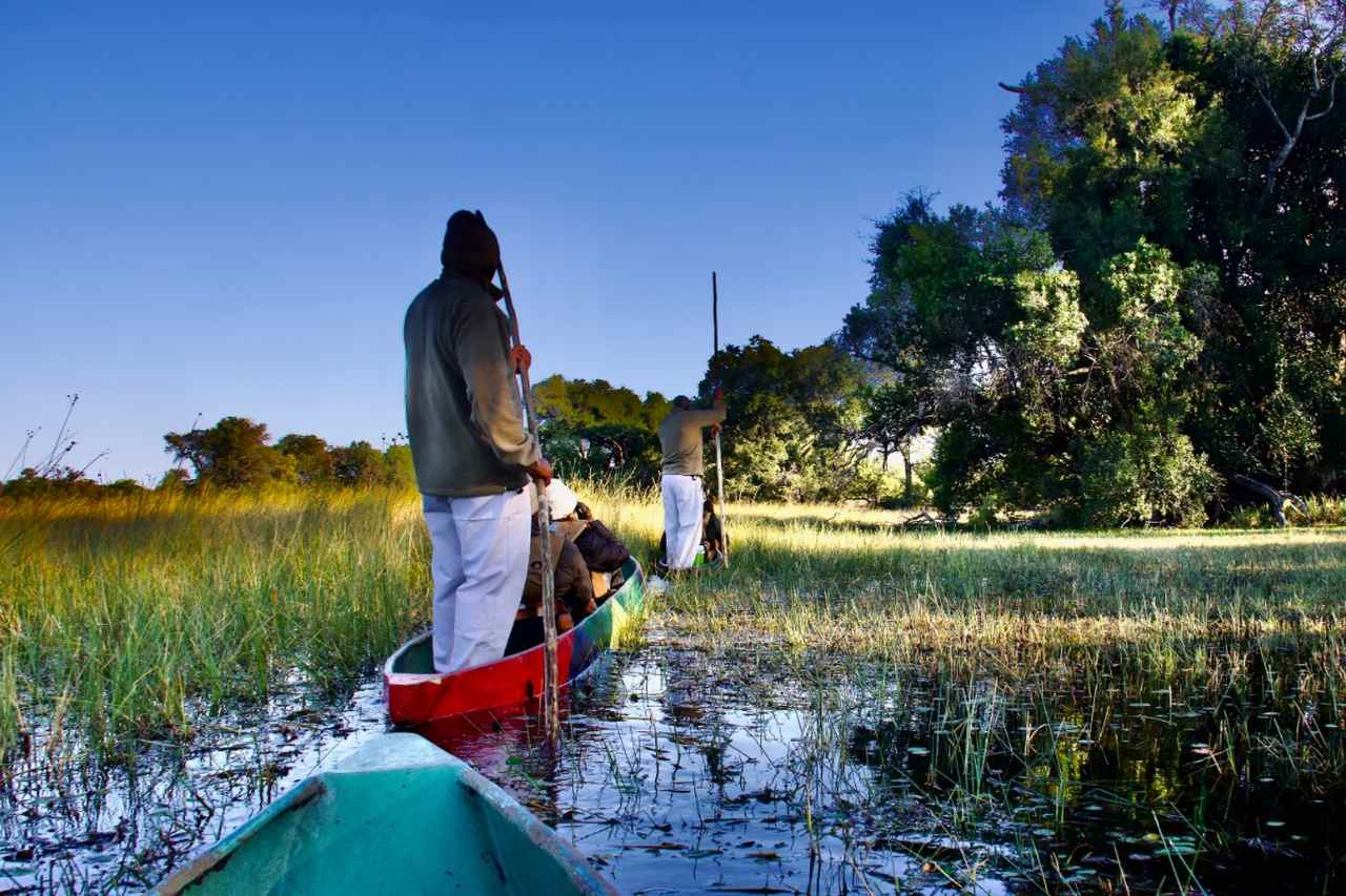 Mokoro Excursion Leaving Nxamaseri Island Lodge, the Okavango Delta in Botswana