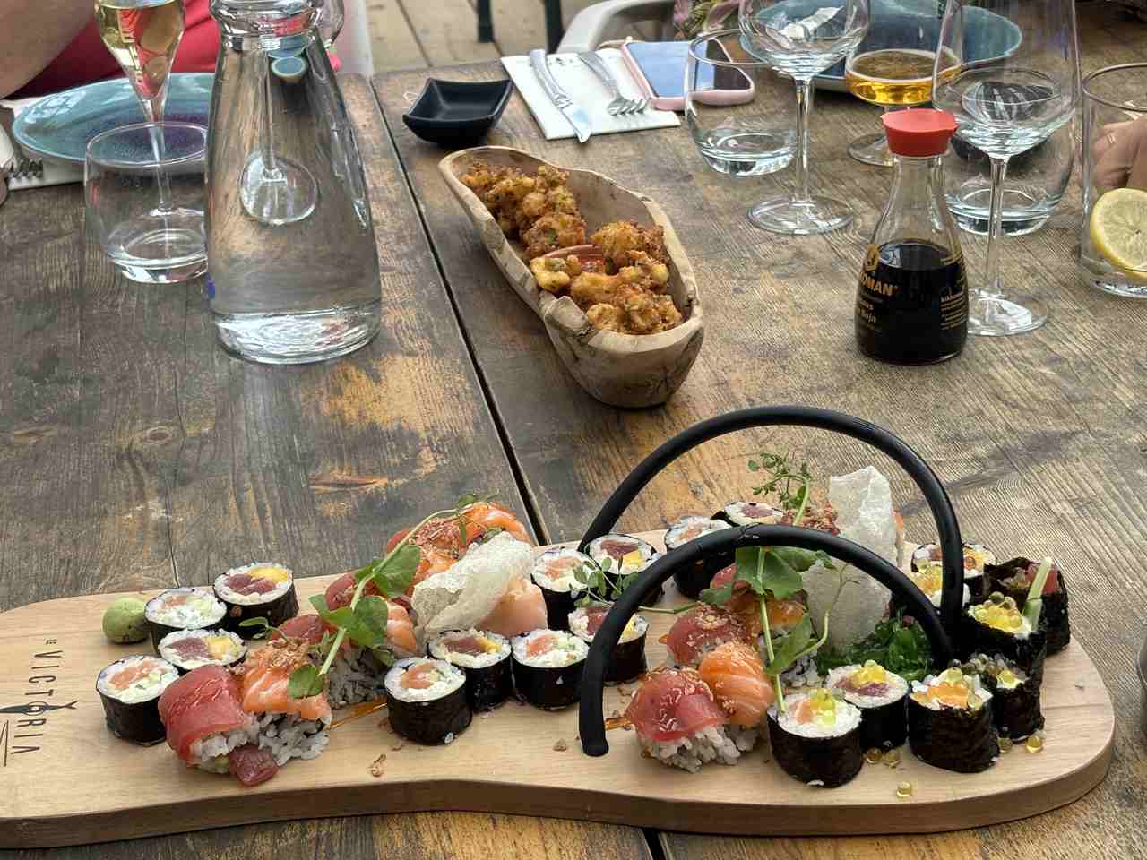 Sainte Marie la Mer-sushi at beach club Victoria