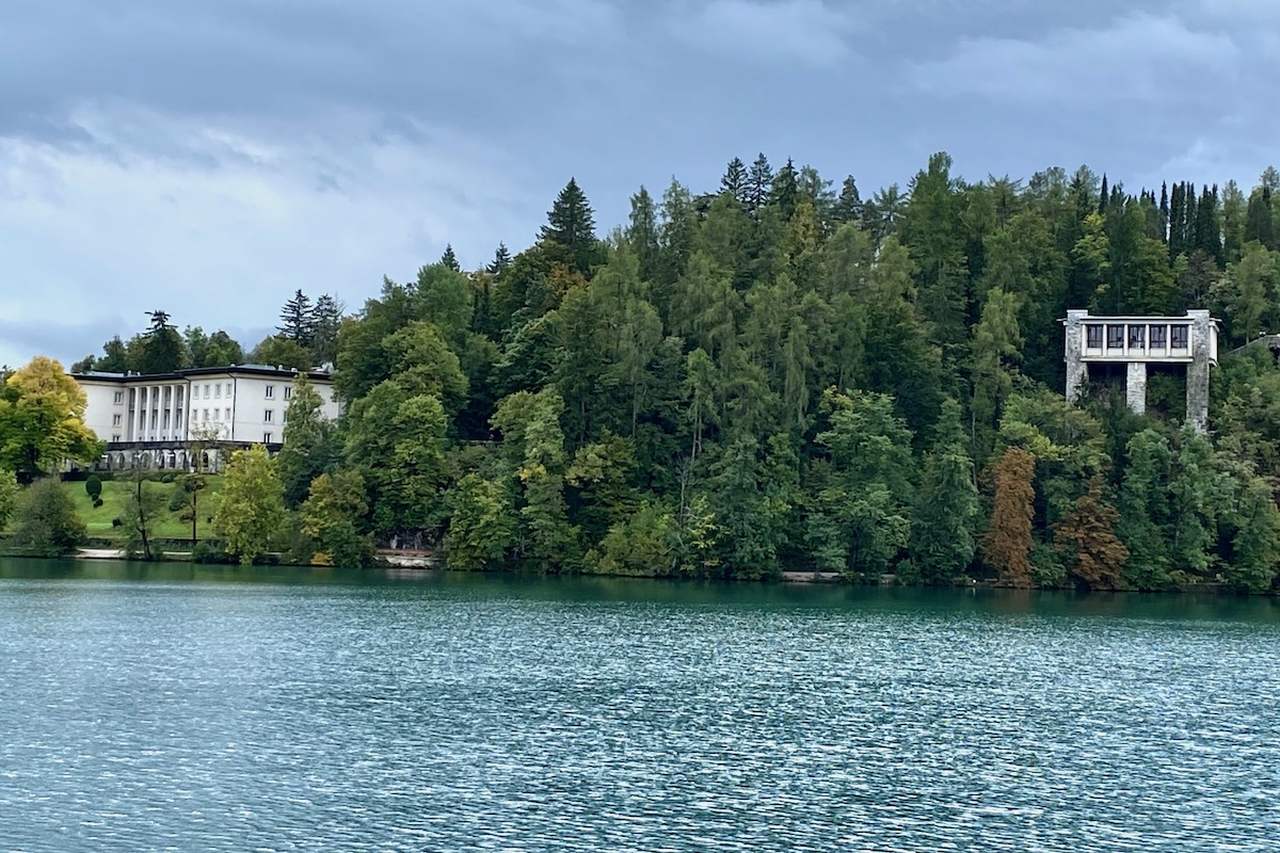 Villa Bled and Pavillion on Lake Bled in Slovenia.